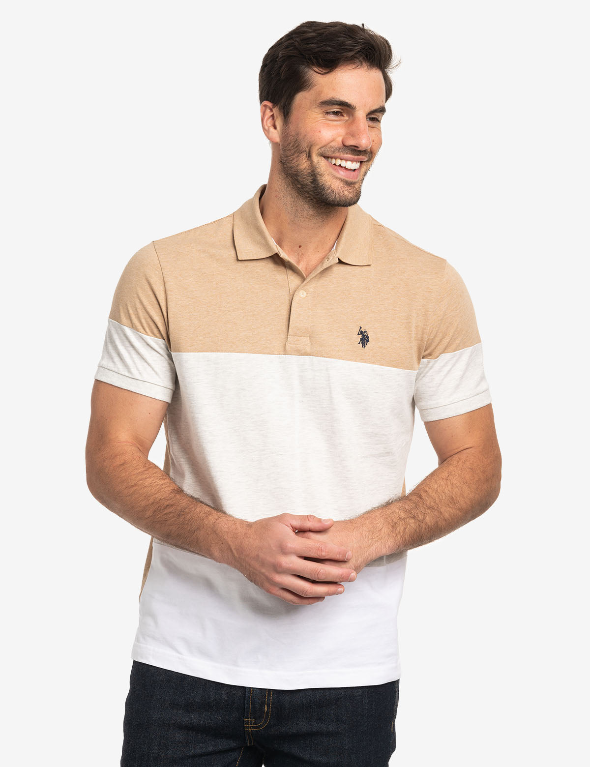 Men's Color Block Polo Shirt - Jersey Knit Casual Top