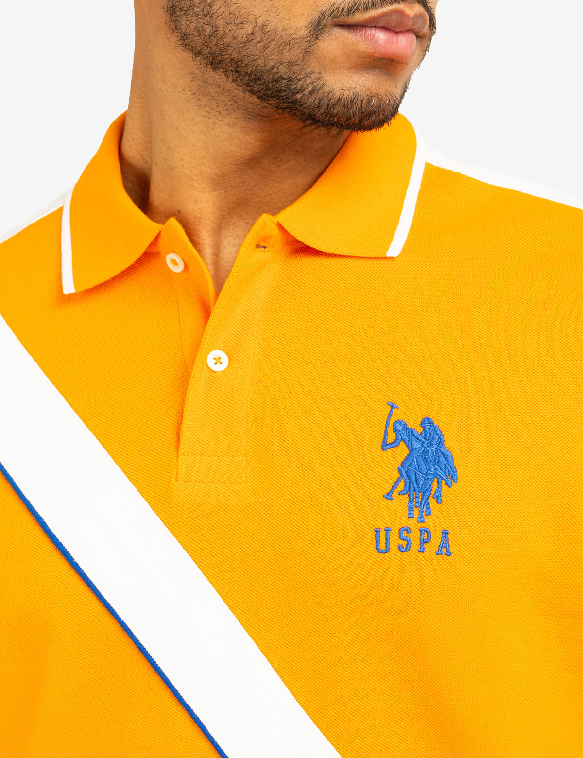 Color Block Pique Polo Shirt with Sash Front