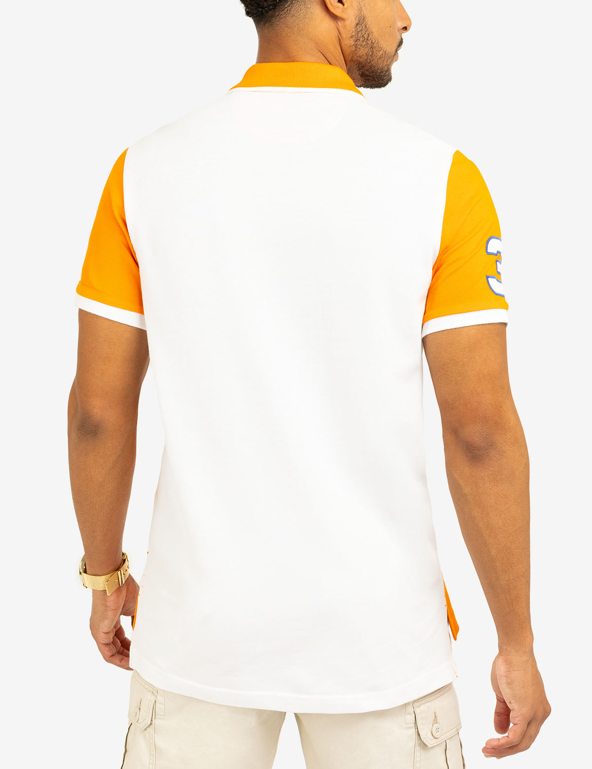 Color Block Pique Polo Shirt with Sash Front