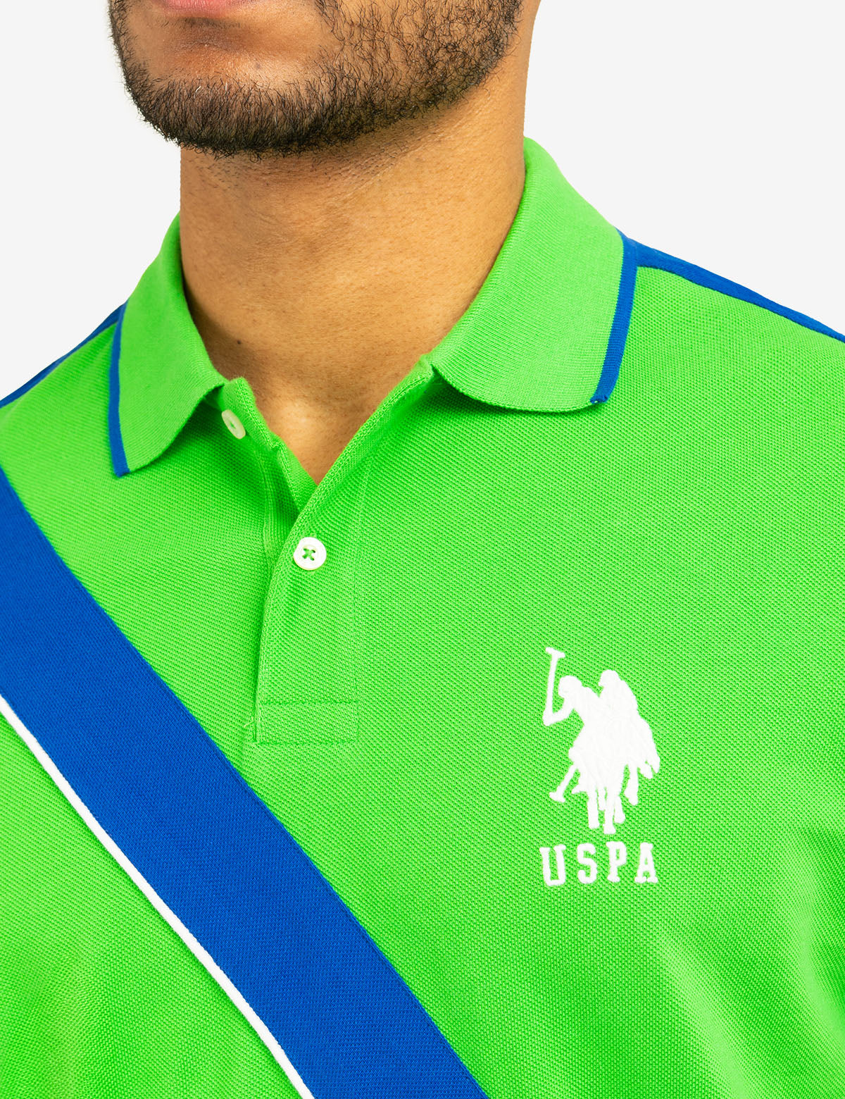 Color Block Pique Polo Shirt with Sash Front
