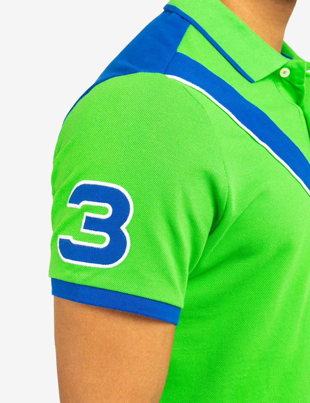 Color Block Pique Polo Shirt with Sash Front