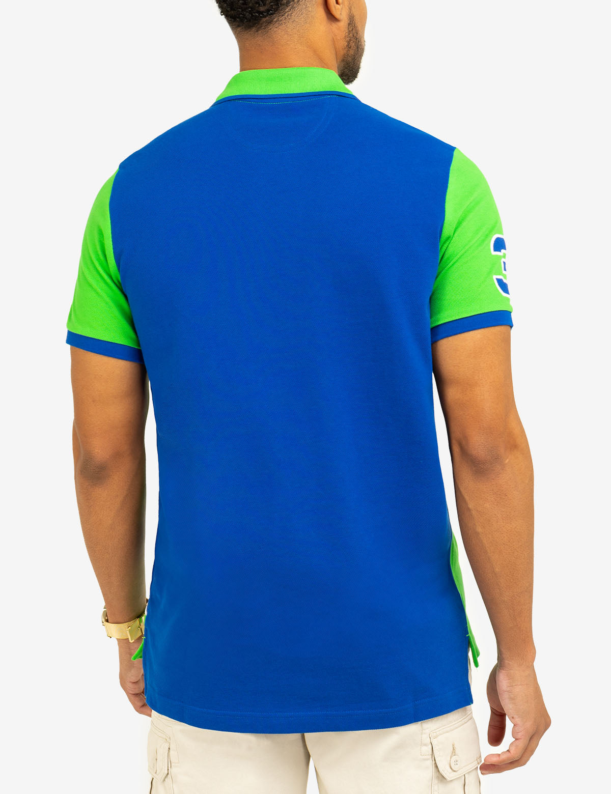 Color Block Pique Polo Shirt with Sash Front