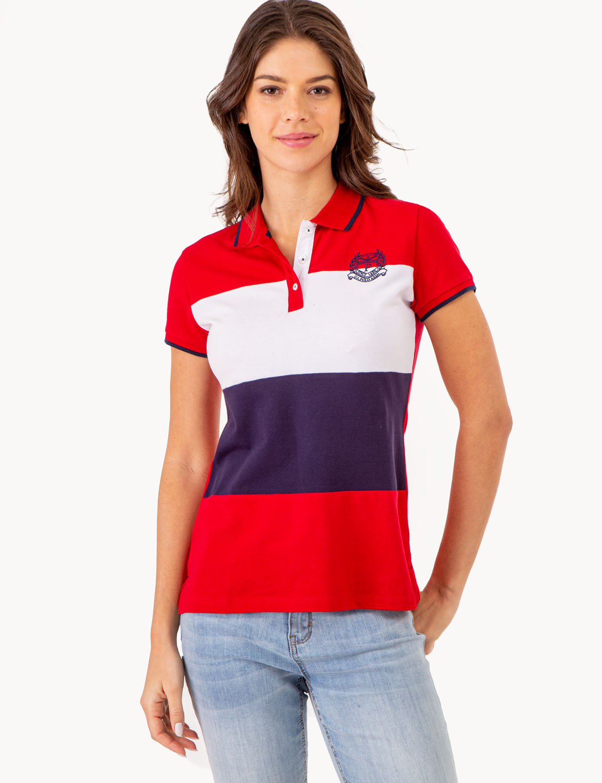 Men's Colorblock Polo Shirt with Crest Logo