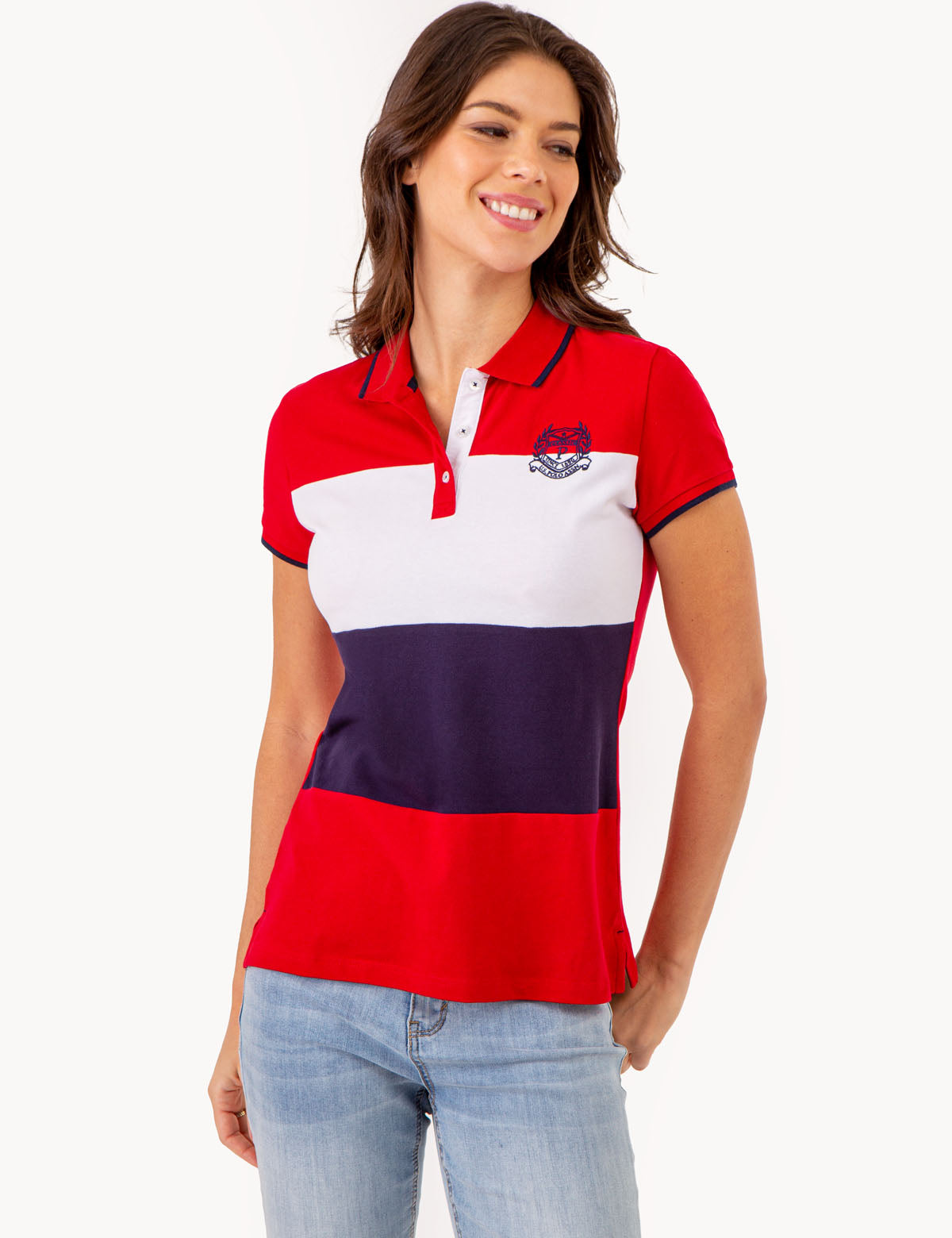 Men's Colorblock Polo Shirt with Crest Logo