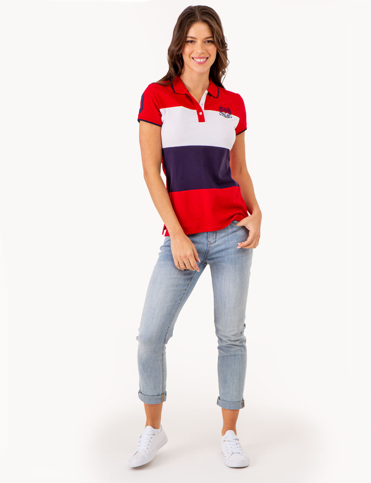Men's Colorblock Polo Shirt with Crest Logo
