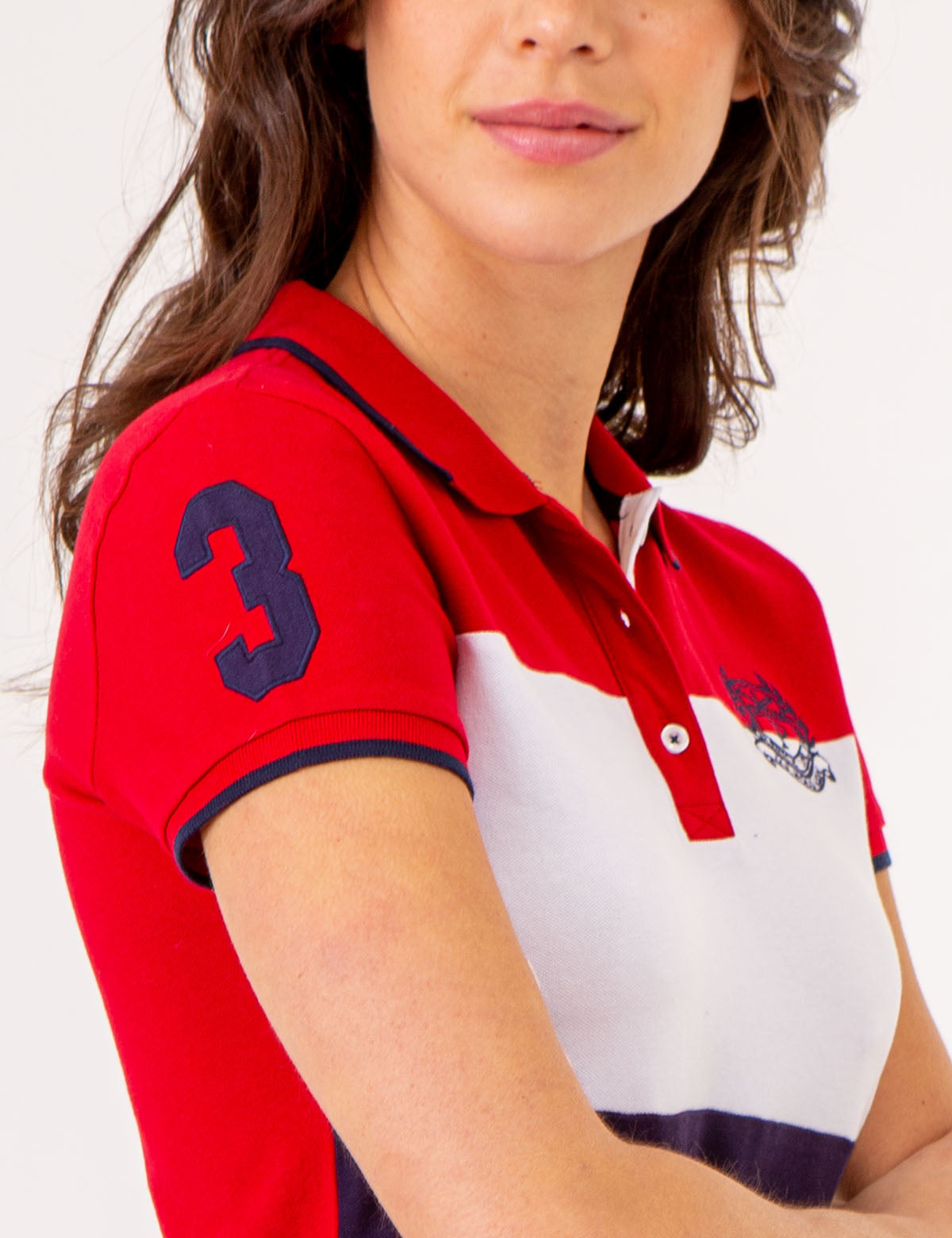 Men's Colorblock Polo Shirt with Crest Logo