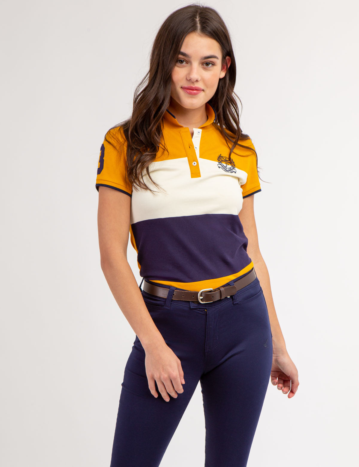 Men's Colorblock Polo Shirt with Crest Logo