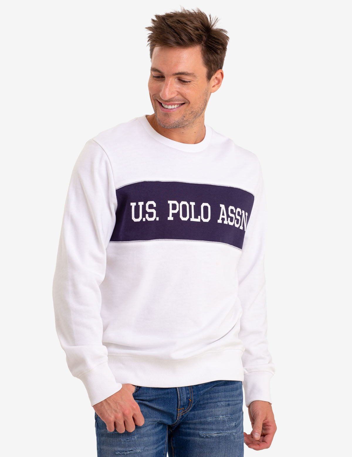 U.S. Polo Assn. Colorblock Crewneck Sweatshirt with Logo
