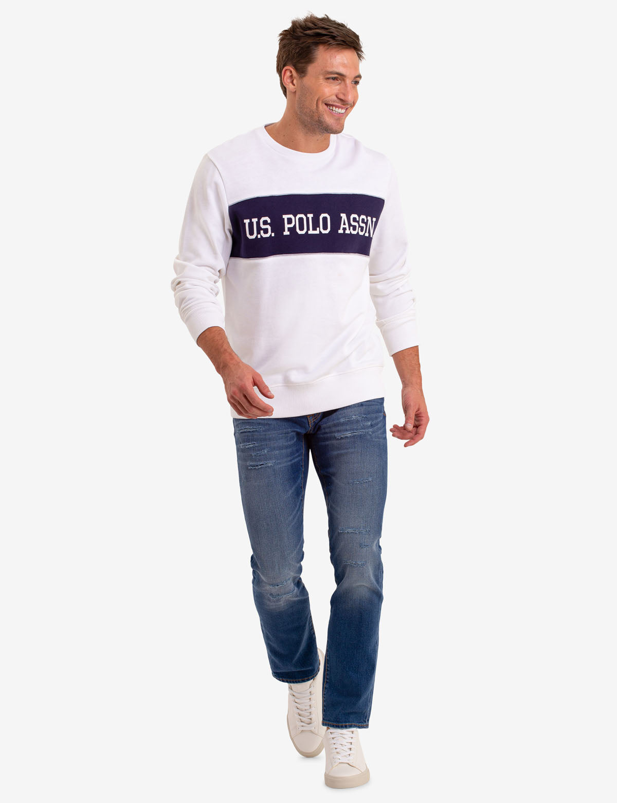 U.S. Polo Assn. Colorblock Crewneck Sweatshirt with Logo