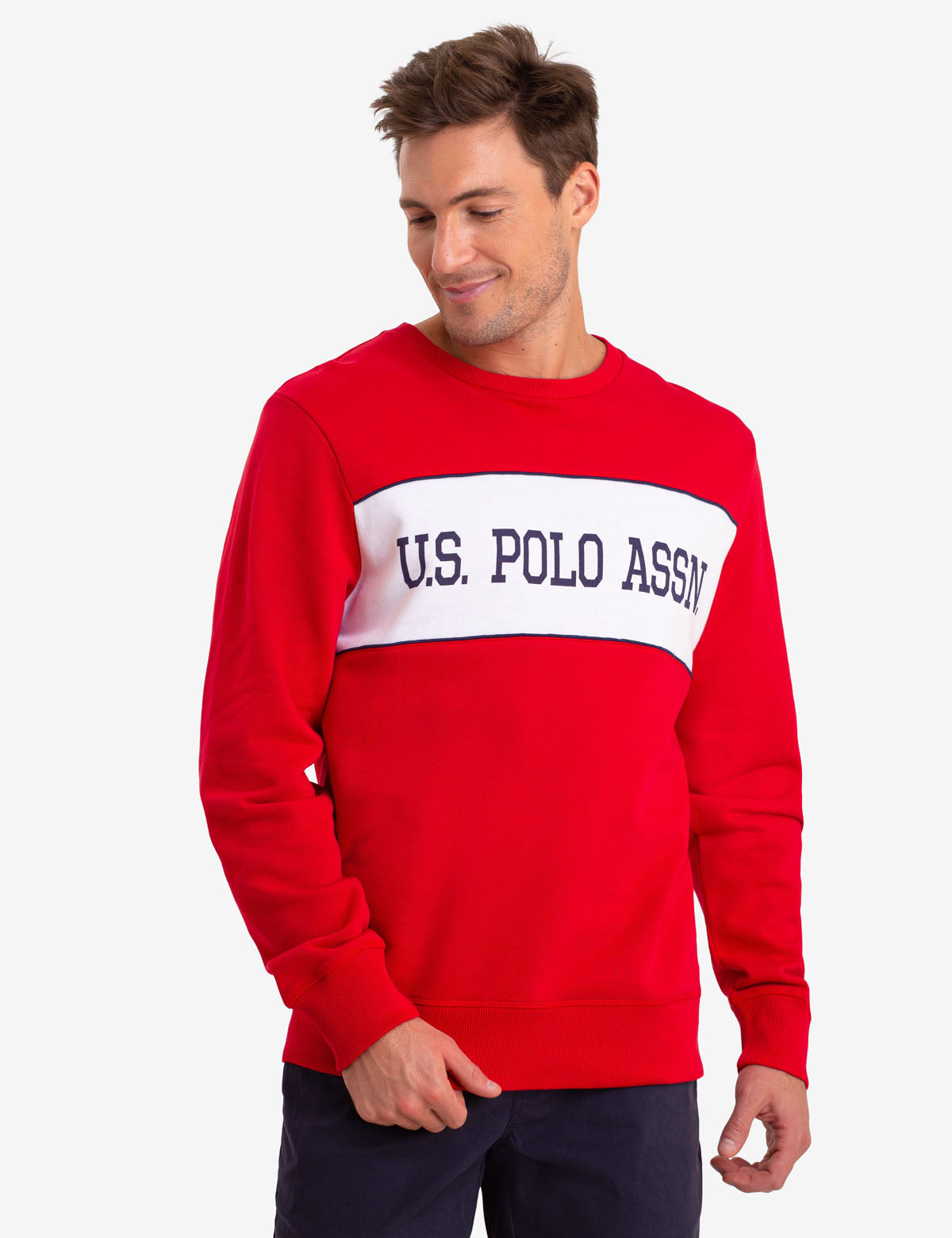 U.S. Polo Assn. Colorblock Crewneck Sweatshirt with Logo
