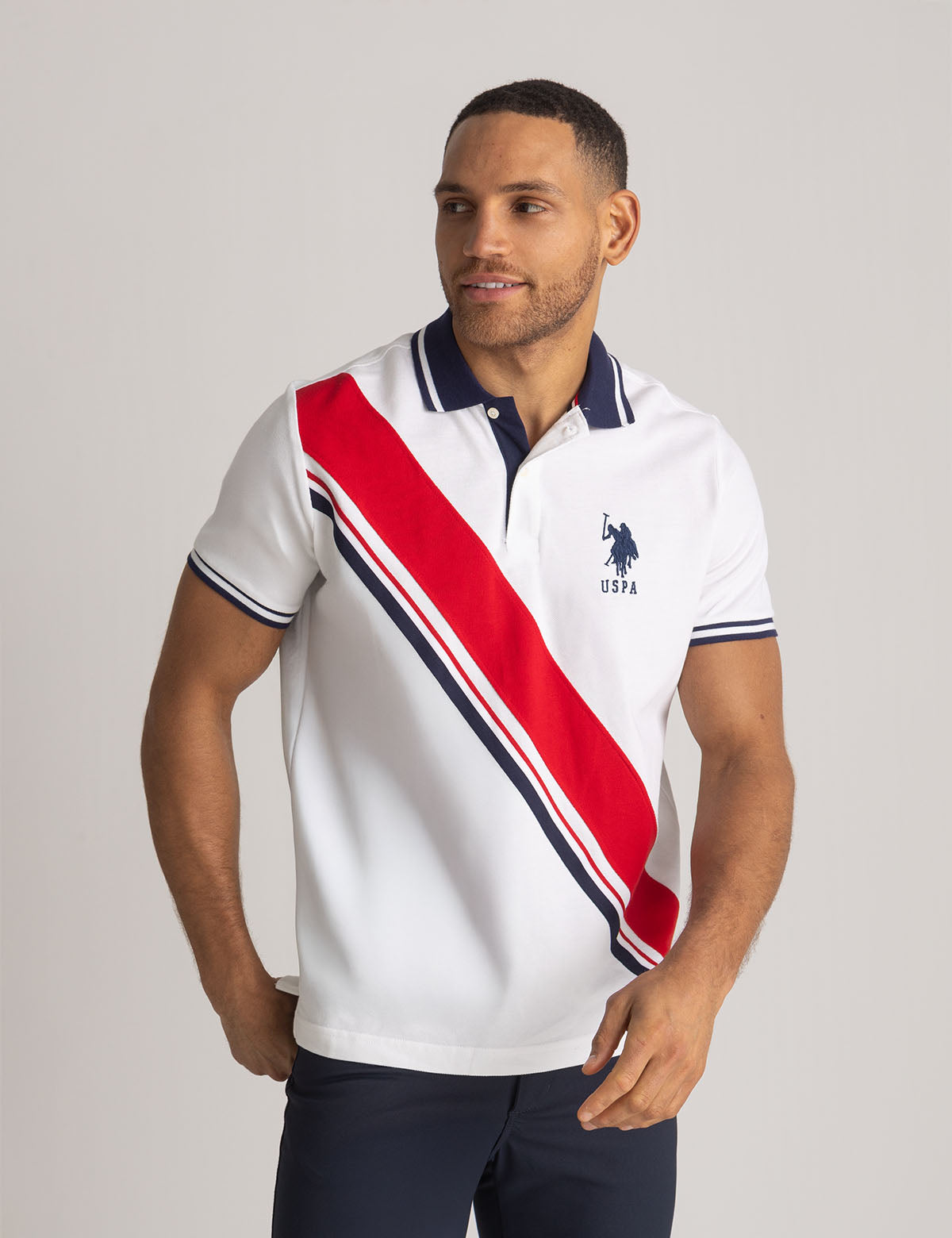Men's Signature Stripe Polo Shirt with Sash Tricot Tape