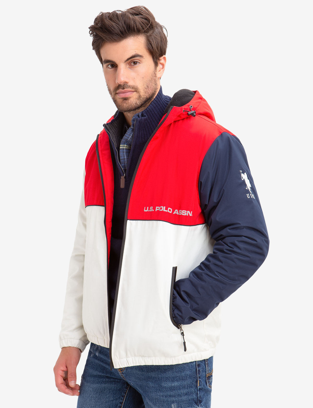 U.S. Polo Assn. Colorblock Fleece-Lined Hooded Coat