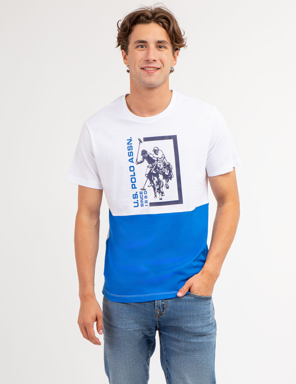 Colorblock Graphic Crew Neck T-Shirt for Men & Women