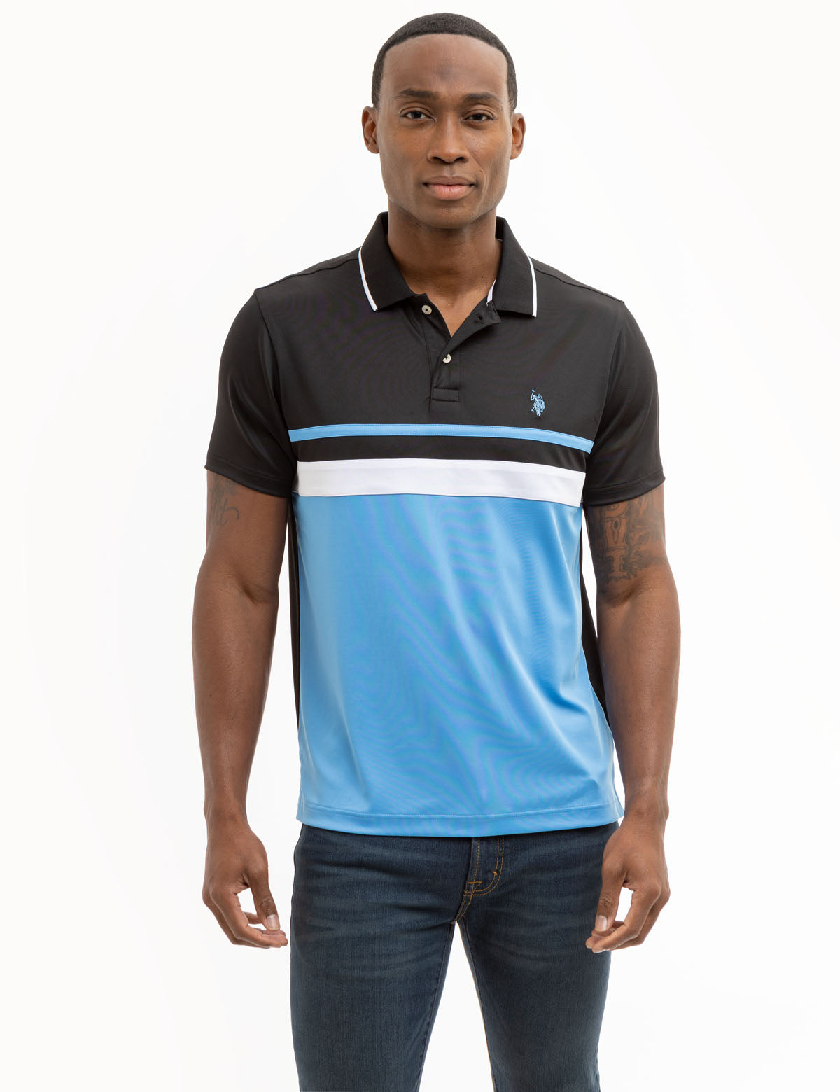 Men's Colorblock Performance Polo Shirt - Breathable Jersey Fabric