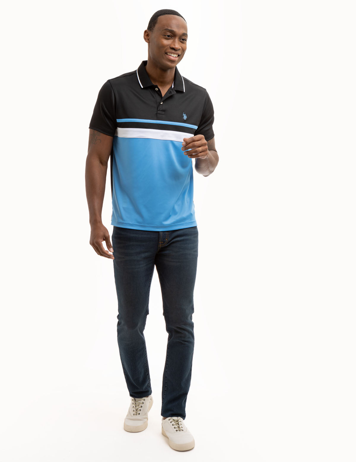 Men's Colorblock Performance Polo Shirt - Breathable Jersey Fabric
