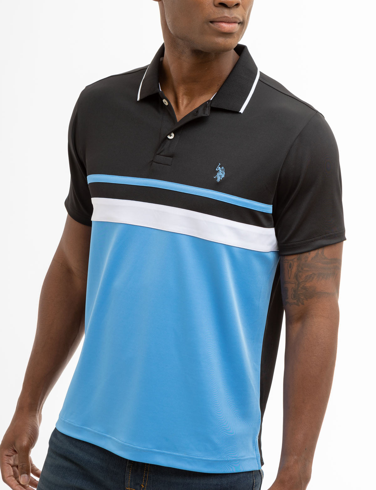 Men's Colorblock Performance Polo Shirt - Breathable Jersey Fabric