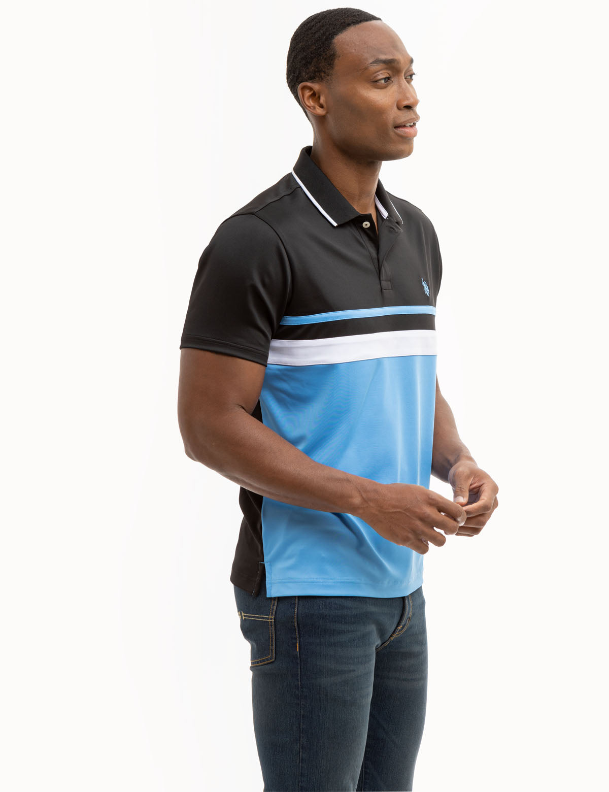 Men's Colorblock Performance Polo Shirt - Breathable Jersey Fabric