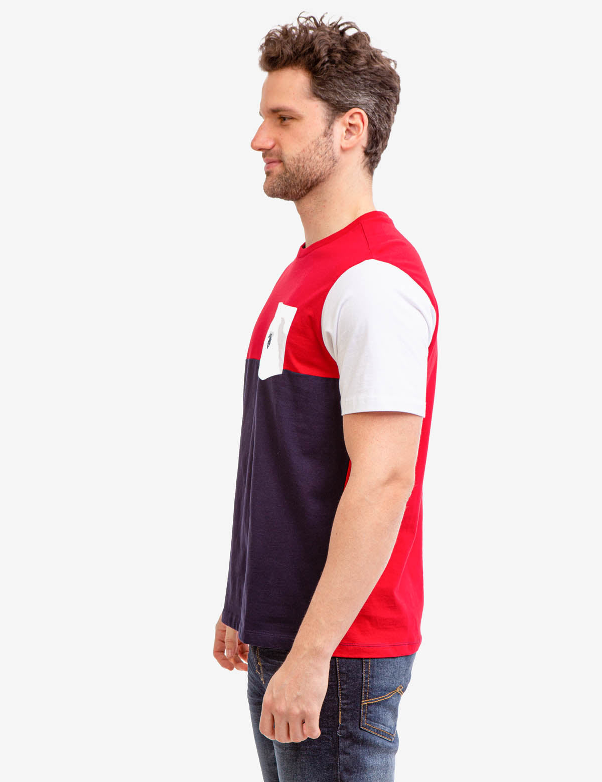 Men's Colorblock Pocket T-Shirt with Embroidered Logo