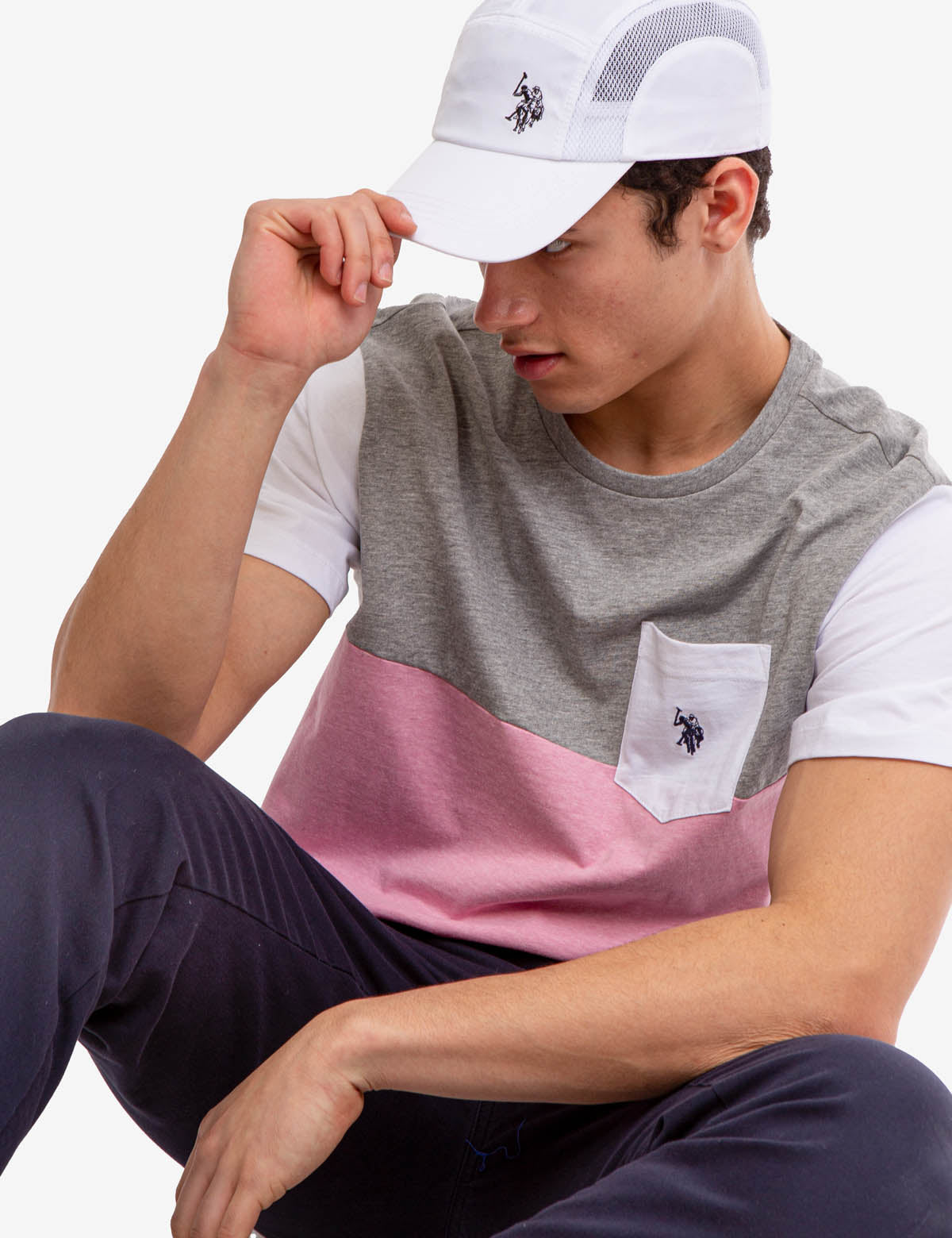 Men's Colorblock Pocket T-Shirt with Embroidered Logo