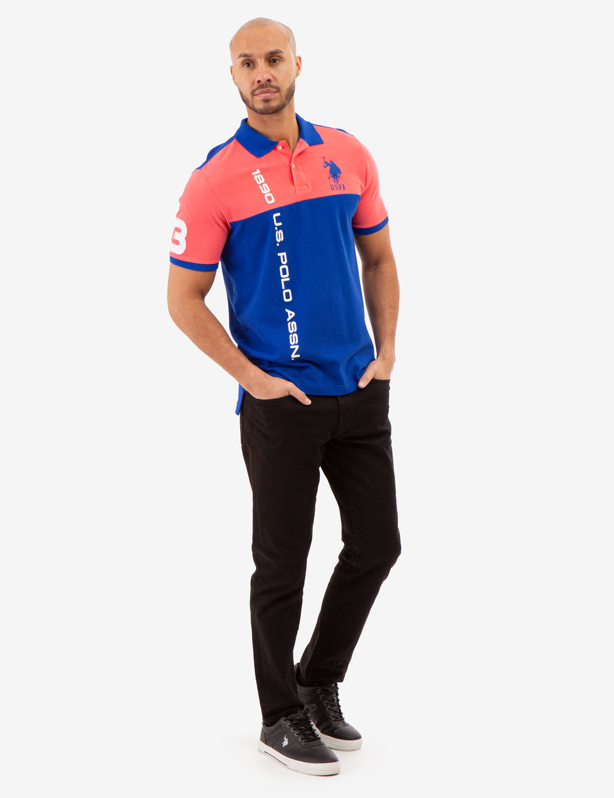 Men's Colorblock Graphic Polo Shirt - Pique Knit Design