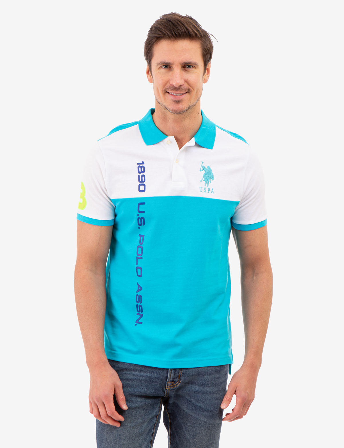 Men's Colorblock Graphic Polo Shirt - Pique Knit Design