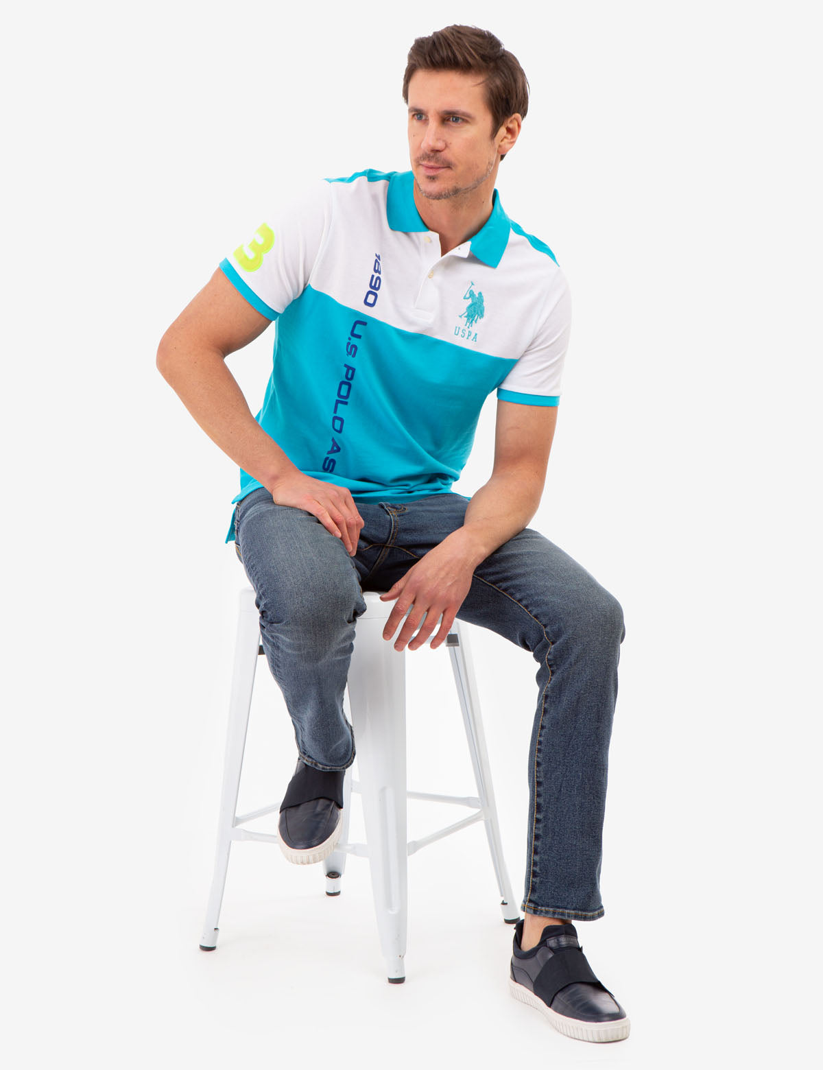 Men's Colorblock Graphic Polo Shirt - Pique Knit Design