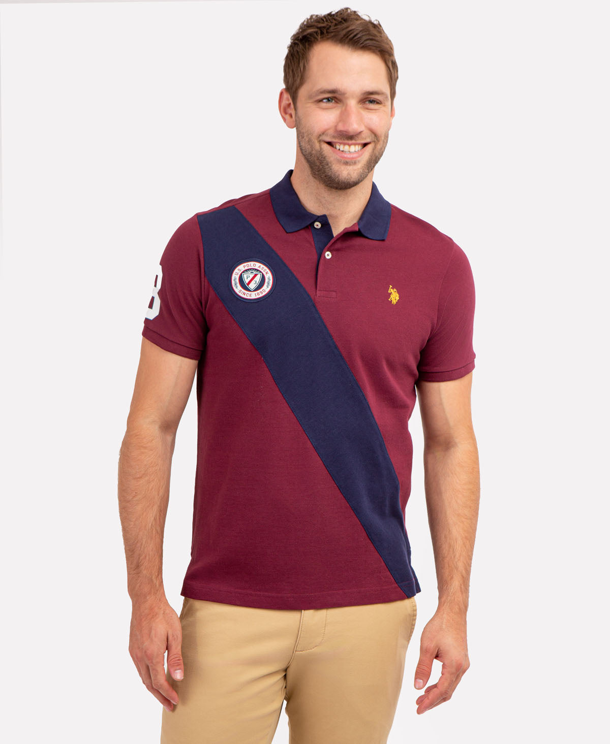 Colorblock Pique Polo Shirt with Sash Detail