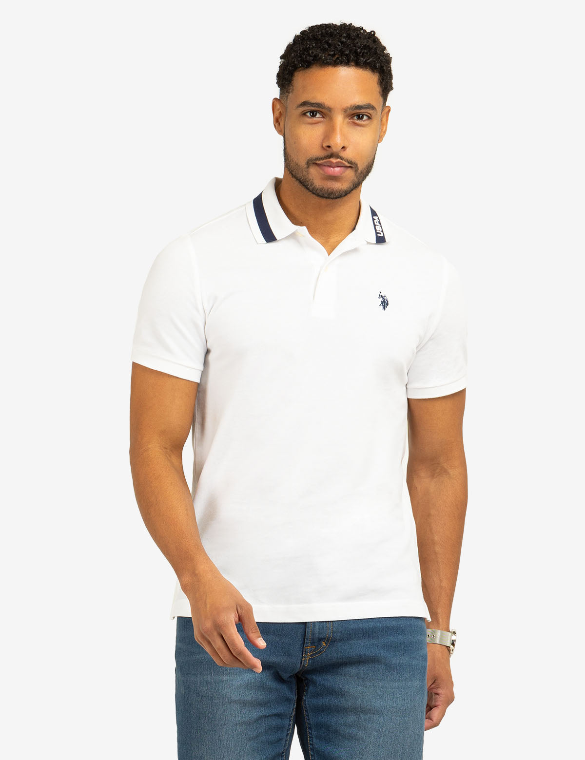 USPA Pique Polo Shirt with Tipped Collar – Men's Classic Fit