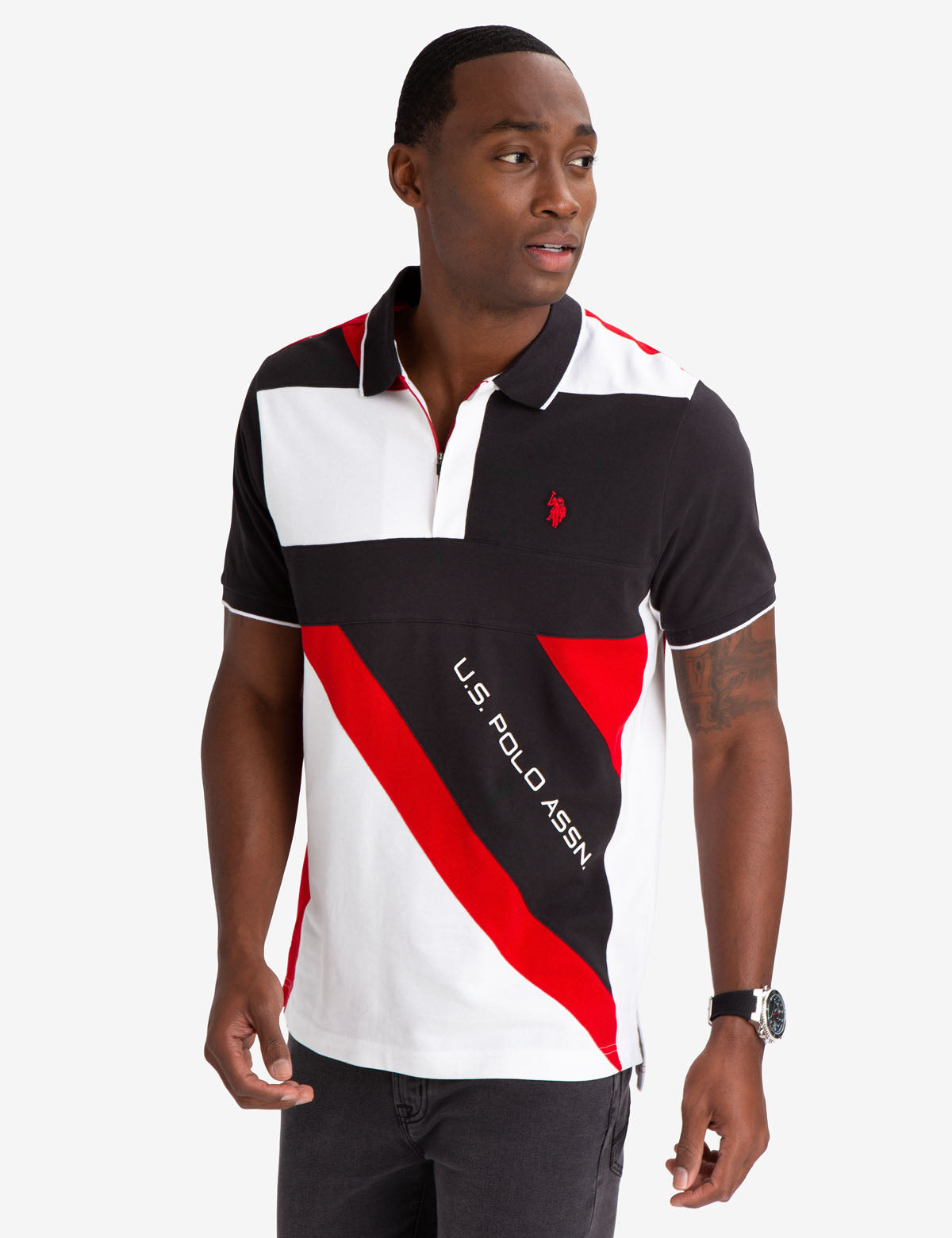 Men's Colorblock Polo Shirt - 100% Cotton Short Sleeve