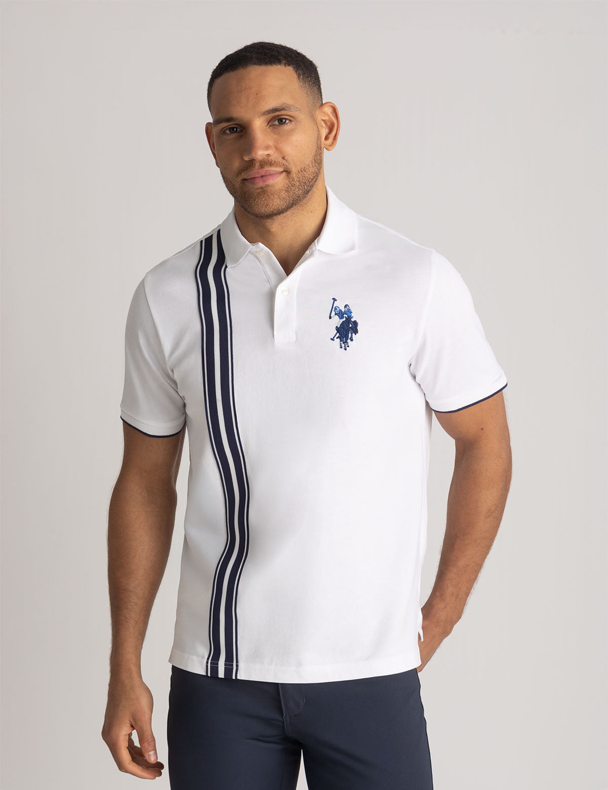 Men's Vertical Tricot Trim Pique Polo Shirt