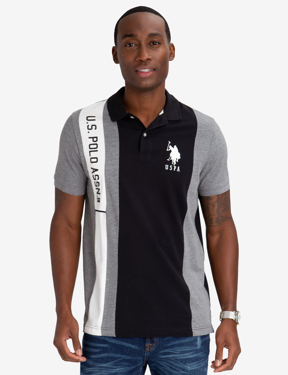 U.S. Polo Assn. Colorblock Polo Shirt with Rubber Logo