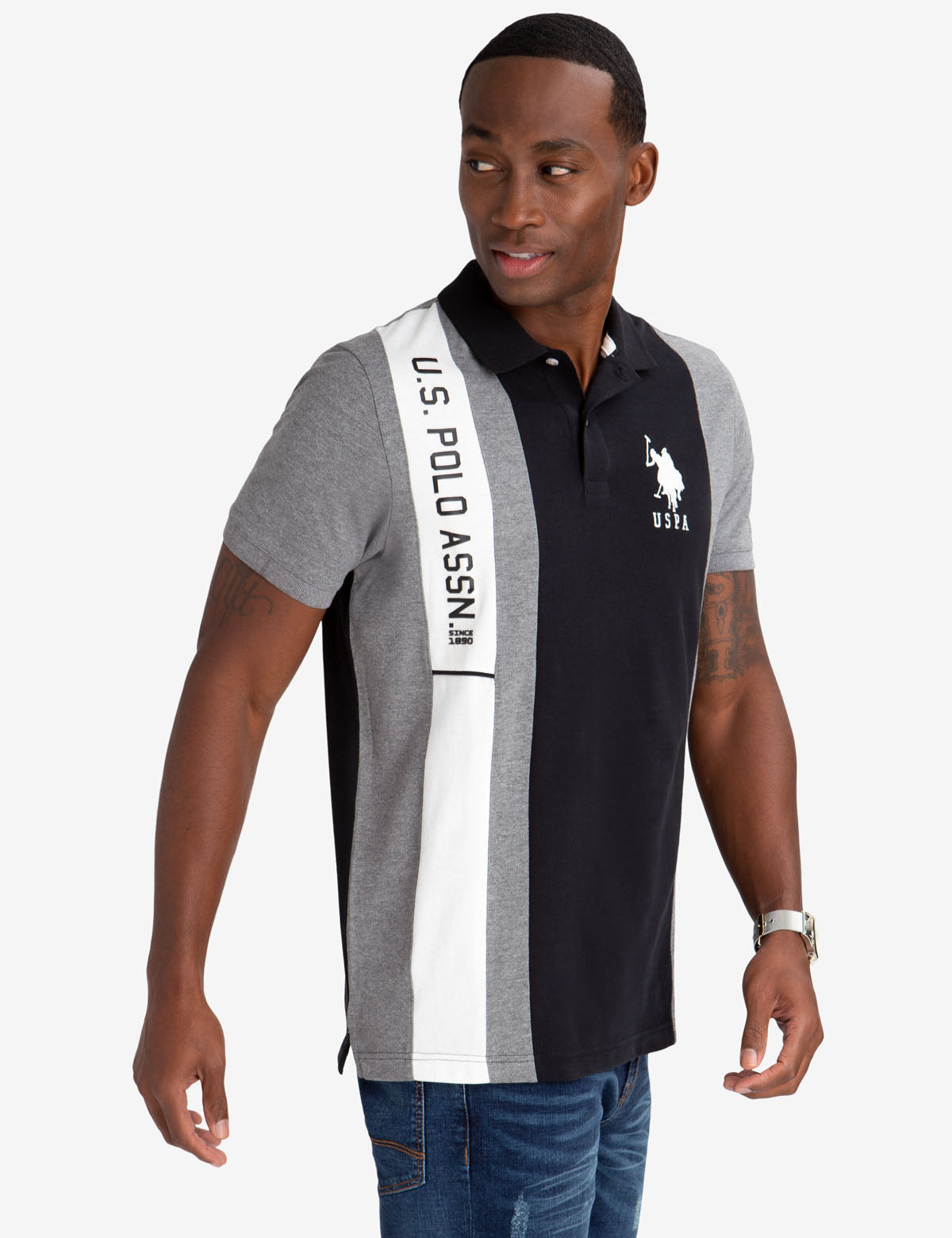 U.S. Polo Assn. Colorblock Polo Shirt with Rubber Logo