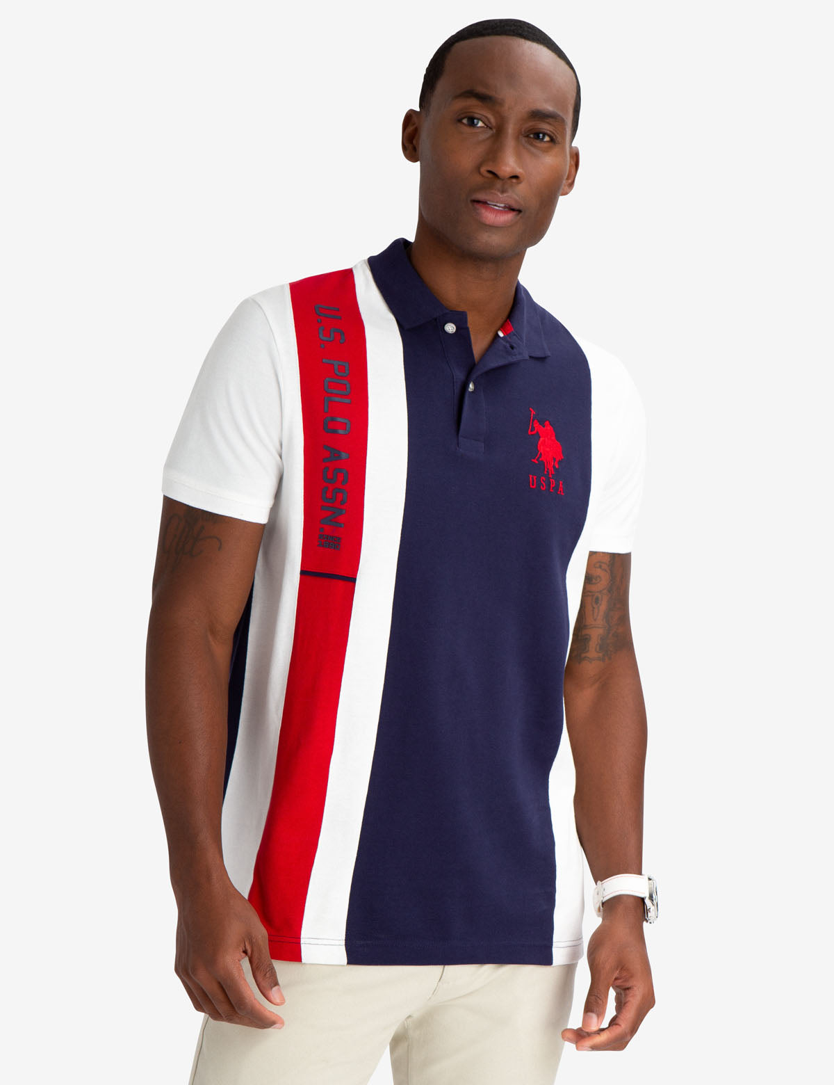 U.S. Polo Assn. Colorblock Polo Shirt with Rubber Logo