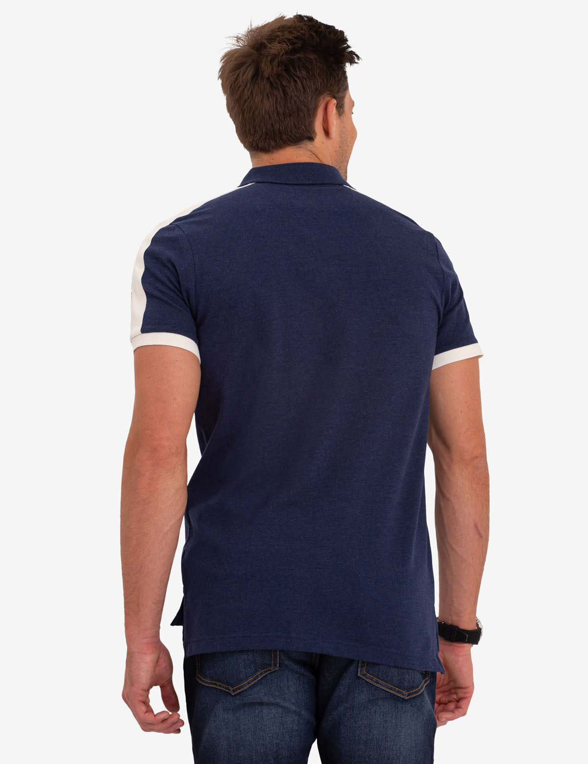 Men's Colorblock Polo Shirt with Side Taping - Black Mallet Collection