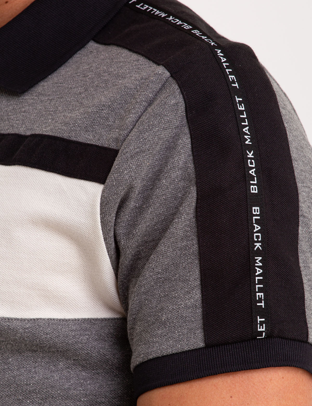 Men's Colorblock Polo Shirt with Side Taping - Black Mallet Collection