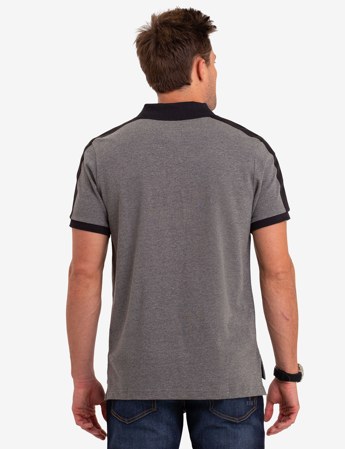 Men's Colorblock Polo Shirt with Side Taping - Black Mallet Collection