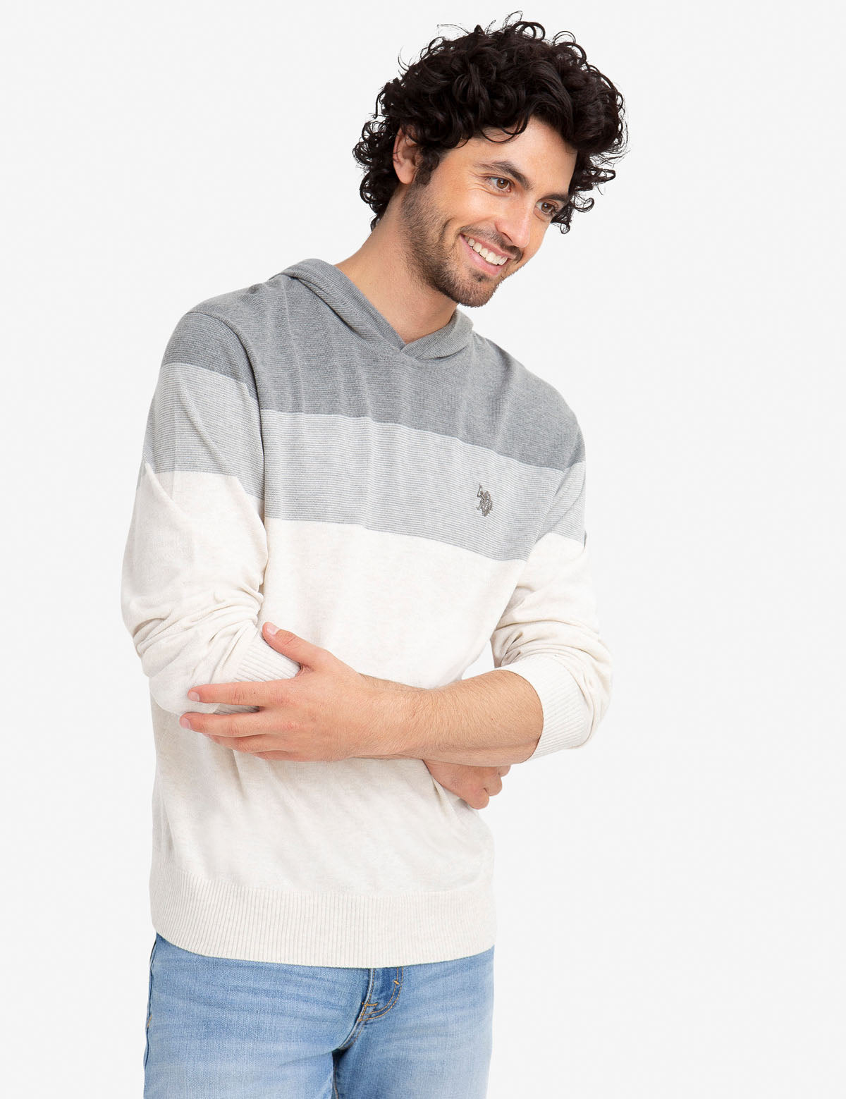 Colorblock Hoodie Pullover with Embroidered Logo
