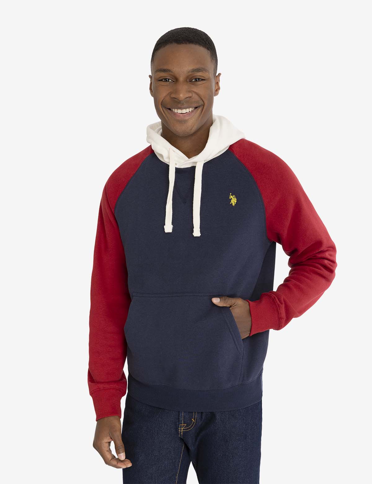 Colorblock Raglan Sleeve Fleece Hoodie Pullover
