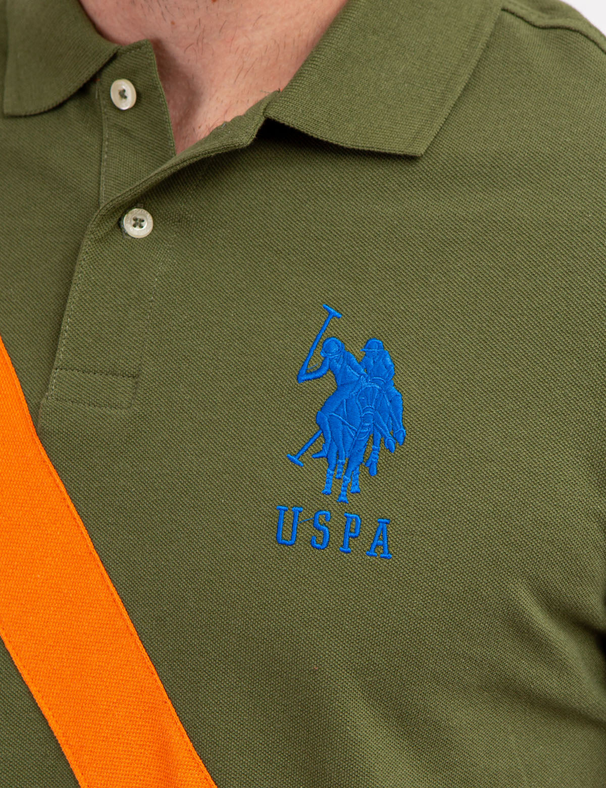 Men's Colorblock Polo Shirt with Sash Front & Embroidered Logo