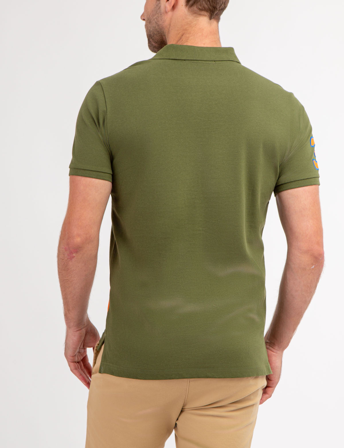 Men's Colorblock Polo Shirt with Sash Front & Embroidered Logo