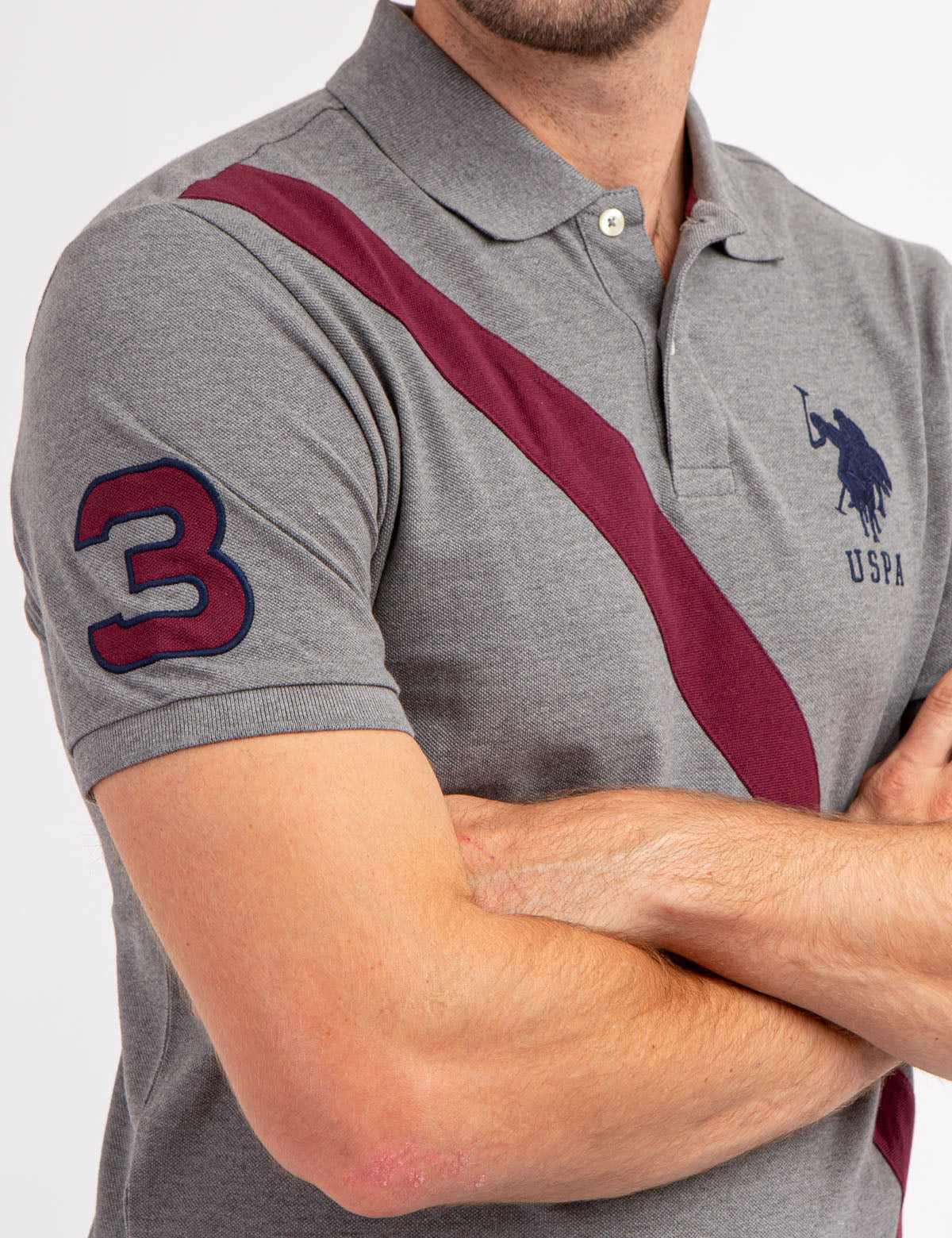 Men's Colorblock Polo Shirt with Sash Front & Embroidered Logo