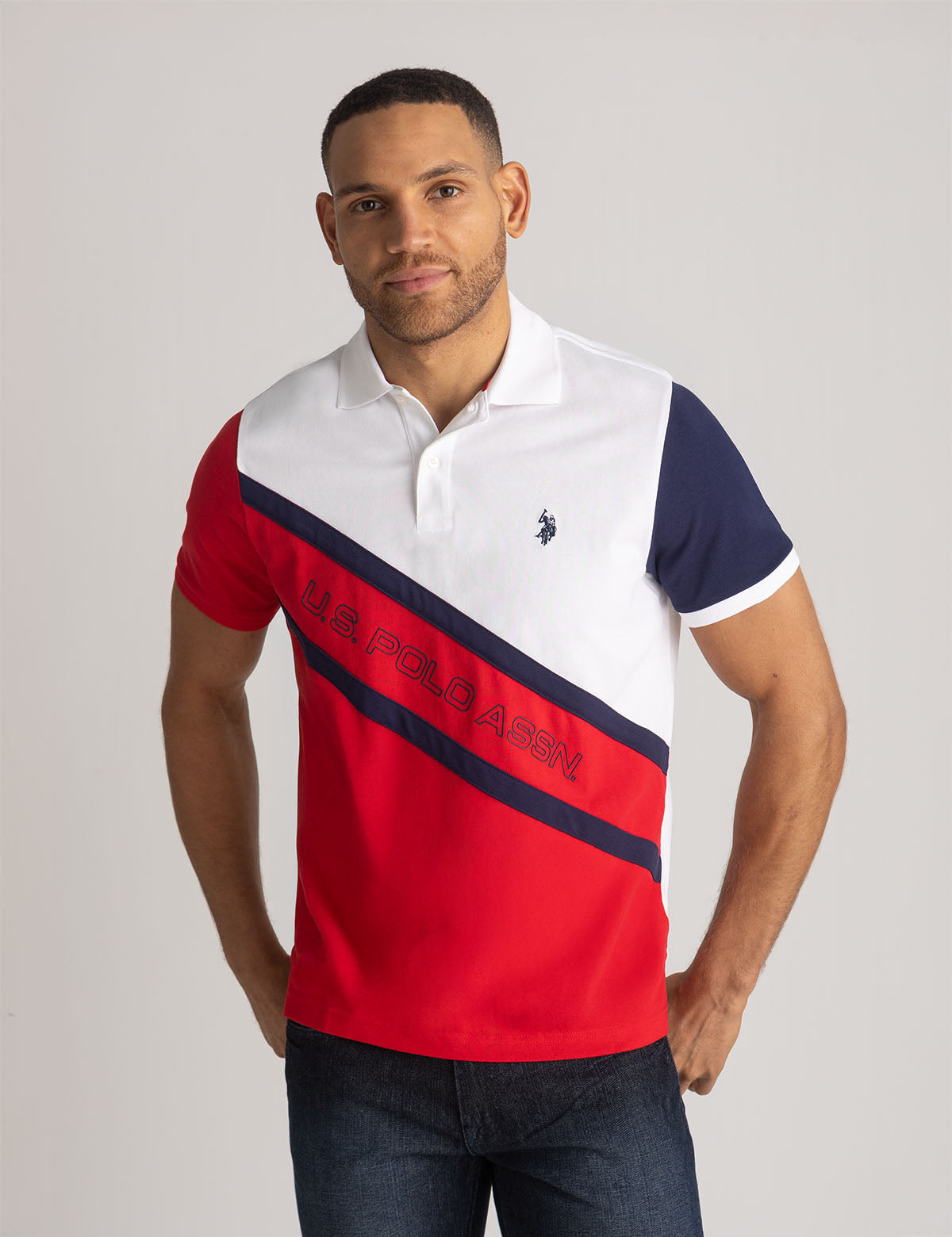 Color Block Diagonal Sash Polo Shirt - Stylish Men's Casual Top