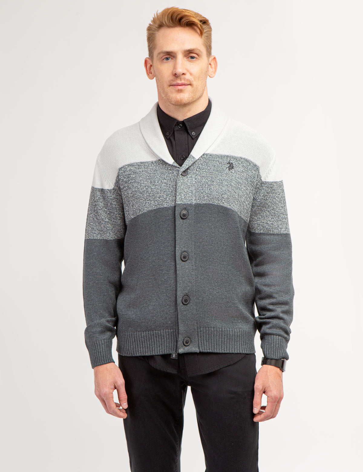 Colorblock Shawl Collar Cardigan Sweater for Women