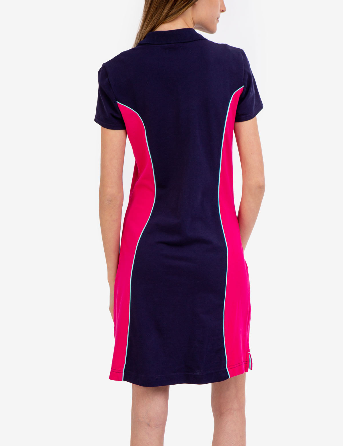 Colorblock Polo Dress with Side Panels & Embroidered Logo