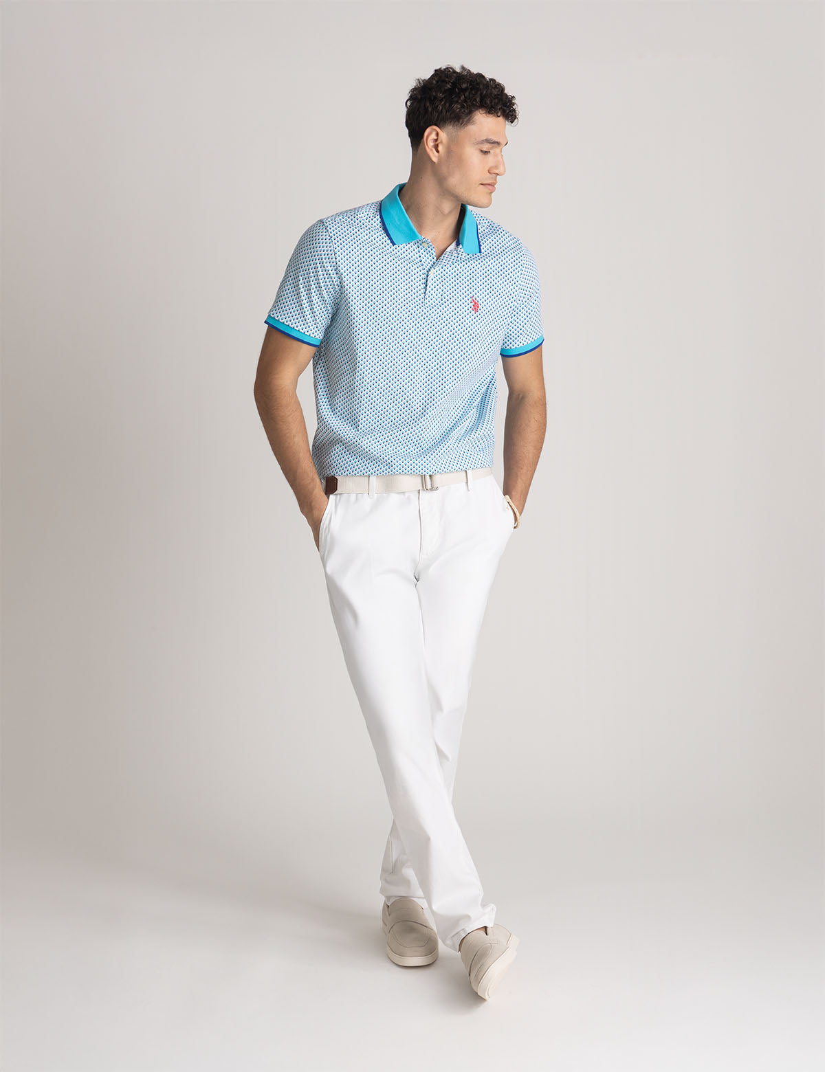 Double Diamond Print Polo Shirt - Stylish All Over Design