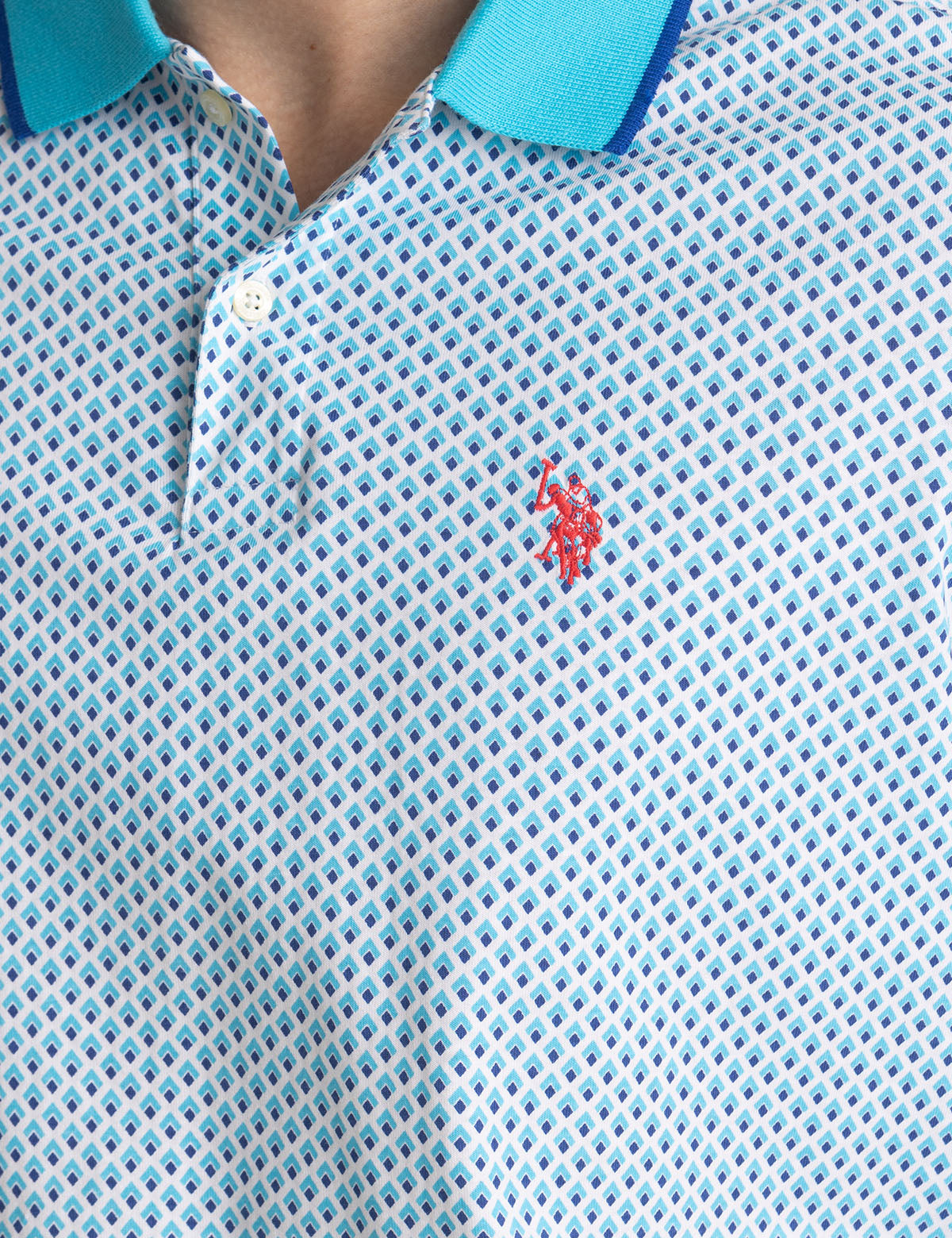 Double Diamond Print Polo Shirt - Stylish All Over Design