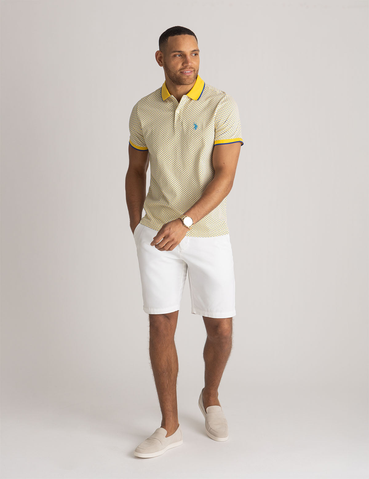 Double Diamond Print Polo Shirt - Stylish All Over Design