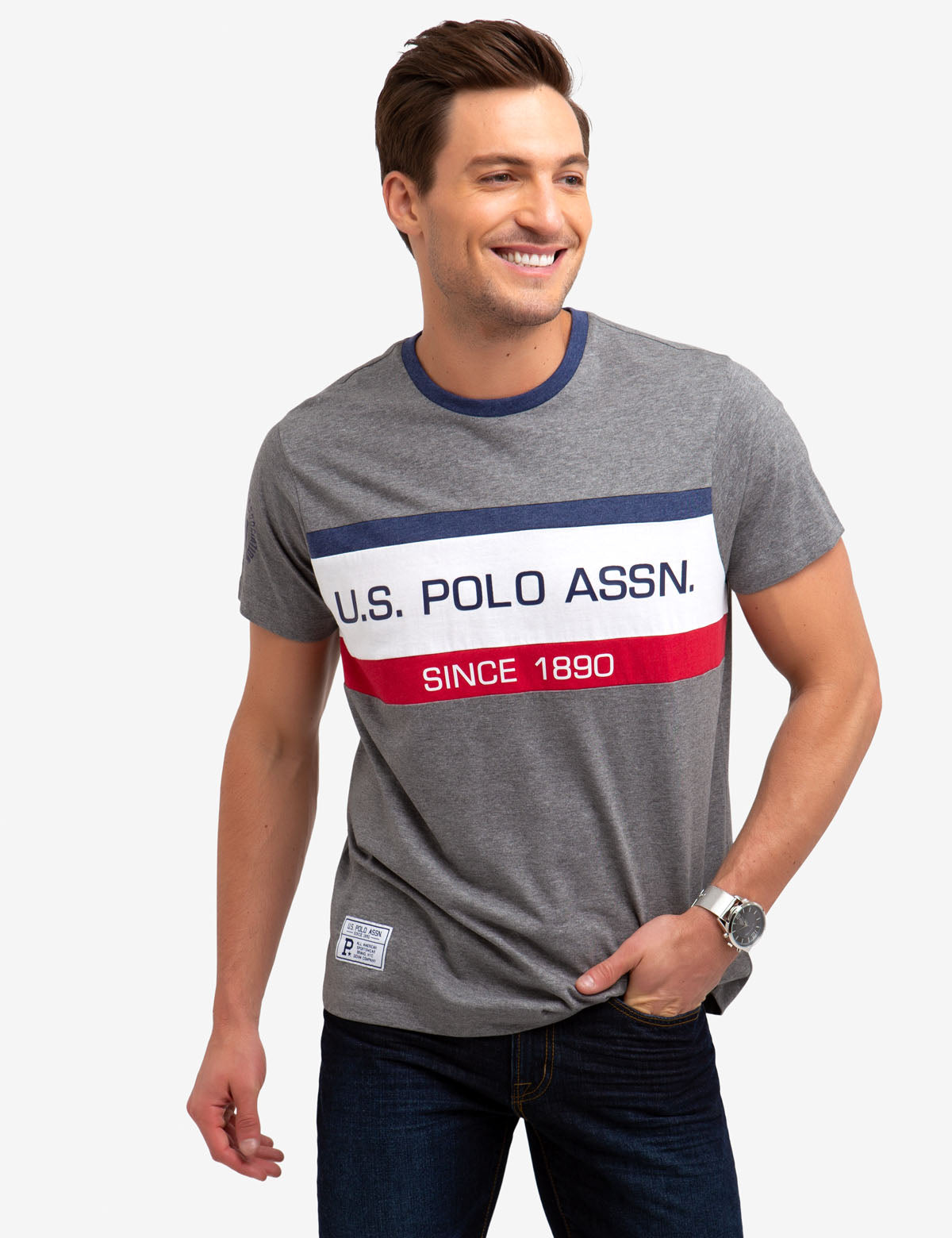 Colorblock Cotton Blend T-Shirt with Embroidered Logo