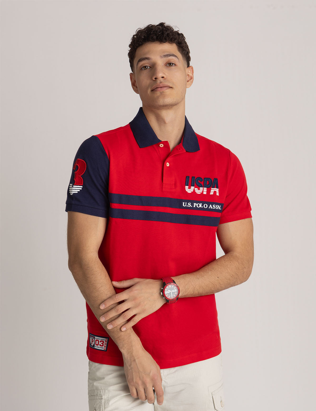USPA Color Block Polo Shirt - Pique Cotton Men's Top