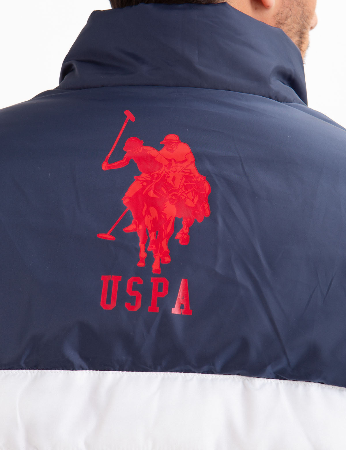 USPA Colorblock Puffer Jacket with American Flag Patch